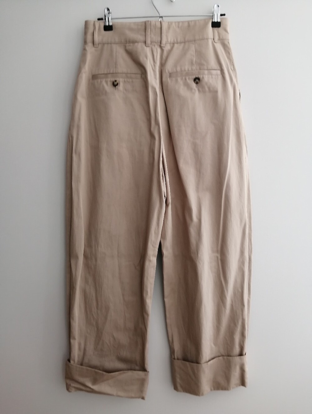 Club Monaco Cuffed Chino Pleated Wide Leg Pants Khaki Camel Size 8 - Picture 4 of 16